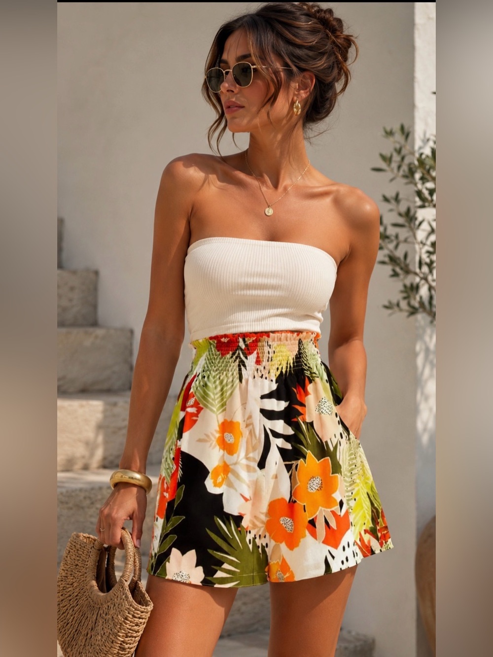 LOFT Tropical Floral Mini Skirt NWOT